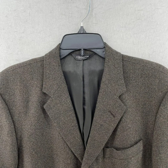 Claiborne Lambswool Coat Mens 40R Brown Twill Lined Ventless 3 Button Notched - Picture 6 of 10